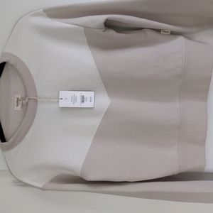 UpWest color block crew neck sweatshirt tan white extra small